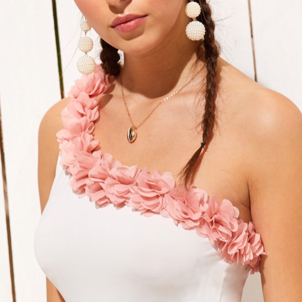 One shoulder ruffle flower bodysuit - Picture 4 of 7